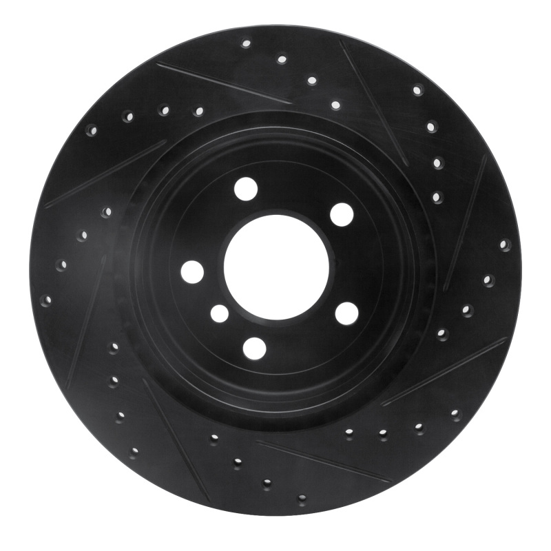 BMW 535I Brake Rotor (1) - Rear Left - R1 Concepts - Drilled & Slotted - Black - `11-`16